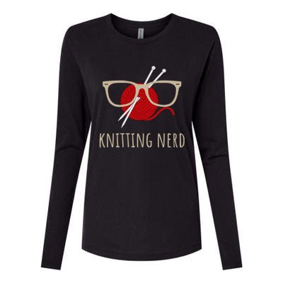 Knitting Nerd Funny Grandma Mom Knit Needles Yarn Lover Gift Meaningful Gift Womens Cotton Relaxed Long Sleeve T-Shirt