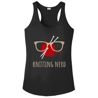 Knitting Nerd Funny Grandma Mom Knit Needles Yarn Lover Gift Meaningful Gift Ladies PosiCharge Competitor Racerback Tank