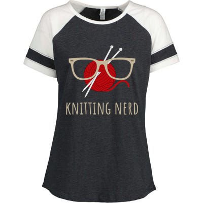 Knitting Nerd Funny Grandma Mom Knit Needles Yarn Lover Gift Meaningful Gift Enza Ladies Jersey Colorblock Tee