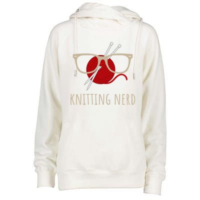 Knitting Nerd Funny Grandma Mom Knit Needles Yarn Lover Gift Meaningful Gift Womens Funnel Neck Pullover Hood