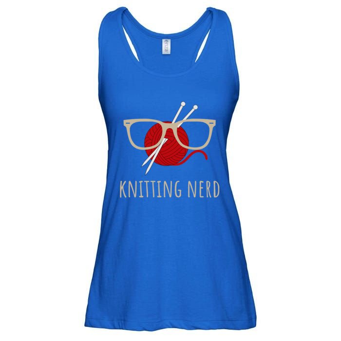 Knitting Nerd Funny Grandma Mom Knit Needles Yarn Lover Gift Meaningful Gift Ladies Essential Flowy Tank