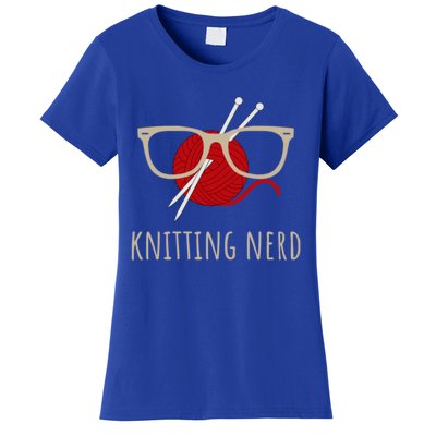 Knitting Nerd Funny Grandma Mom Knit Needles Yarn Lover Gift Meaningful Gift Women's T-Shirt