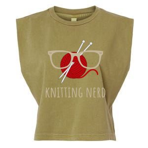 Knitting Nerd Funny Grandma Mom Knit Needles Yarn Lover Gift Meaningful Gift Garment-Dyed Women's Muscle Tee