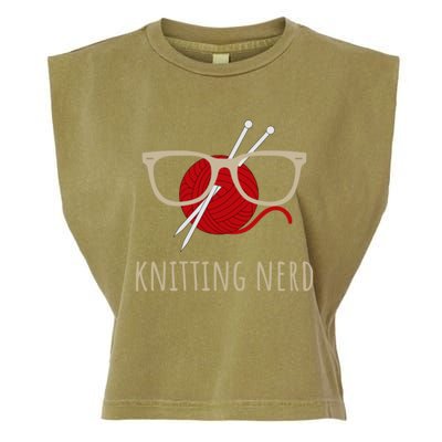 Knitting Nerd Funny Grandma Mom Knit Needles Yarn Lover Gift Meaningful Gift Garment-Dyed Women's Muscle Tee