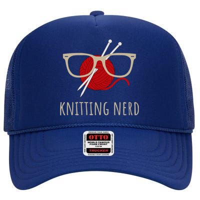 Knitting Nerd Funny Grandma Mom Knit Needles Yarn Lover Gift Meaningful Gift High Crown Mesh Back Trucker Hat