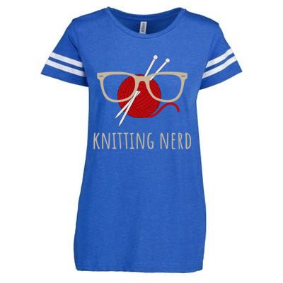 Knitting Nerd Funny Grandma Mom Knit Needles Yarn Lover Gift Meaningful Gift Enza Ladies Jersey Football T-Shirt