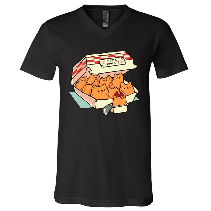 Kitten Nuggets Fast Food Cat By Tobe Fonseca V-Neck T-Shirt