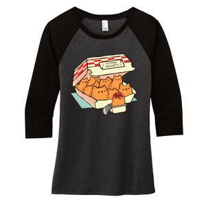 Kitten Nuggets Fast Food Cat By Tobe Fonseca Women's Tri-Blend 3/4-Sleeve Raglan Shirt