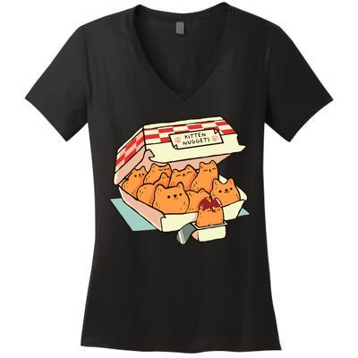 Kitten Nuggets Fast Food Cat By Tobe Fonseca Women's V-Neck T-Shirt