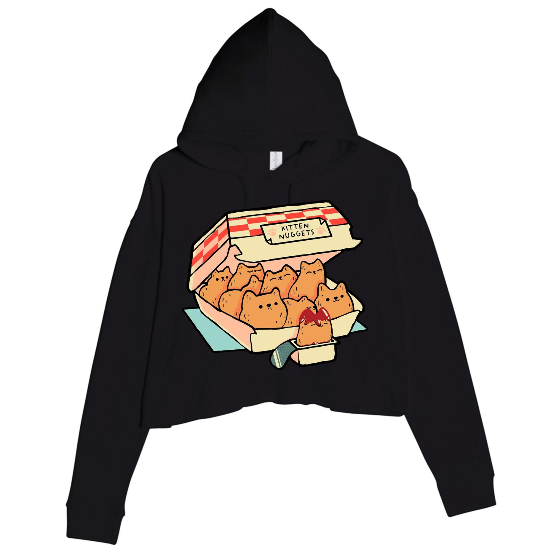 Kitten Nuggets Funny Cat Lover Gift Crop Fleece Hoodie