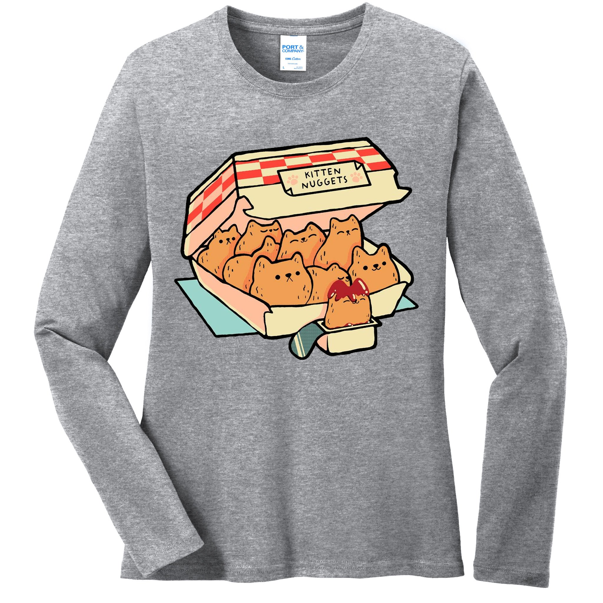 Kitten Nuggets Funny Cat Lover Gift Ladies Long Sleeve Shirt