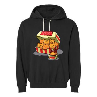 Kitten Nuggets Food Pun Cat Lover Gift Chicken Nuggets Garment-Dyed Fleece Hoodie