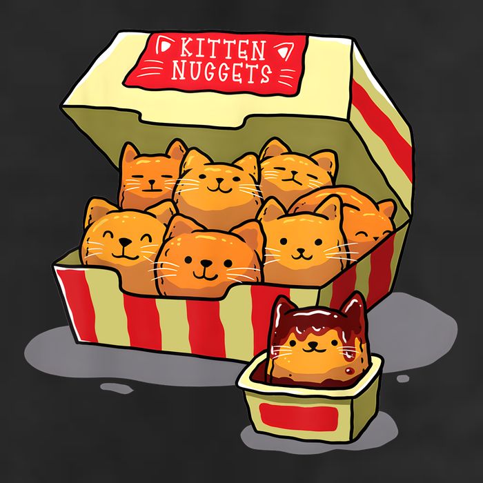 Kitten Nuggets Food Pun Cat Lover Gift Chicken Nuggets 7 Panel Mesh Trucker Snapback Hat