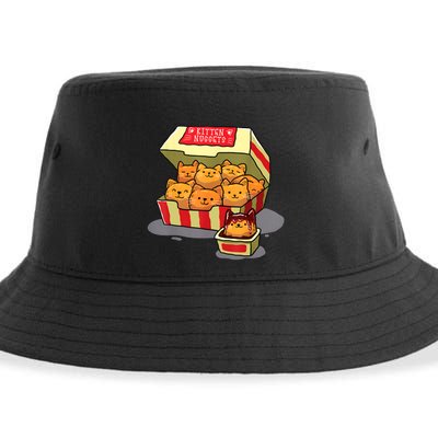 Kitten Nuggets Food Pun Cat Lover Gift Chicken Nuggets Sustainable Bucket Hat
