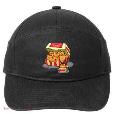 Kitten Nuggets Food Pun Cat Lover Gift Chicken Nuggets 7-Panel Snapback Hat