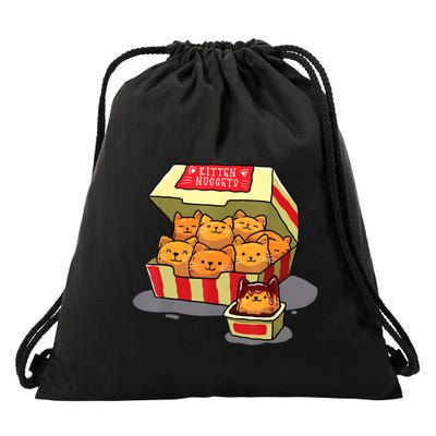 Kitten Nuggets Food Pun Cat Lover Gift Chicken Nuggets Drawstring Bag