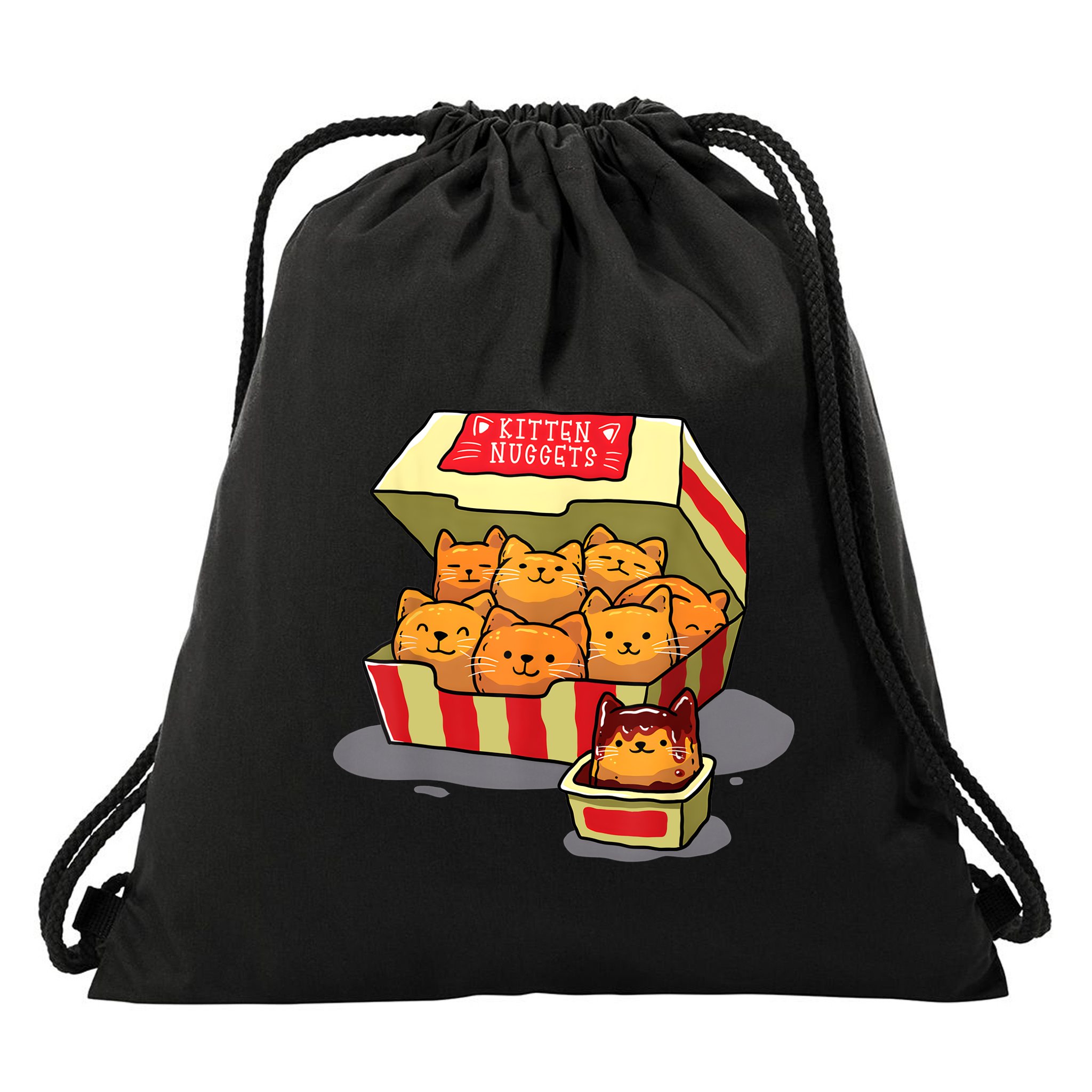 Kitten Nuggets Food Pun Cat Lover Gift Chicken Nuggets Drawstring Bag