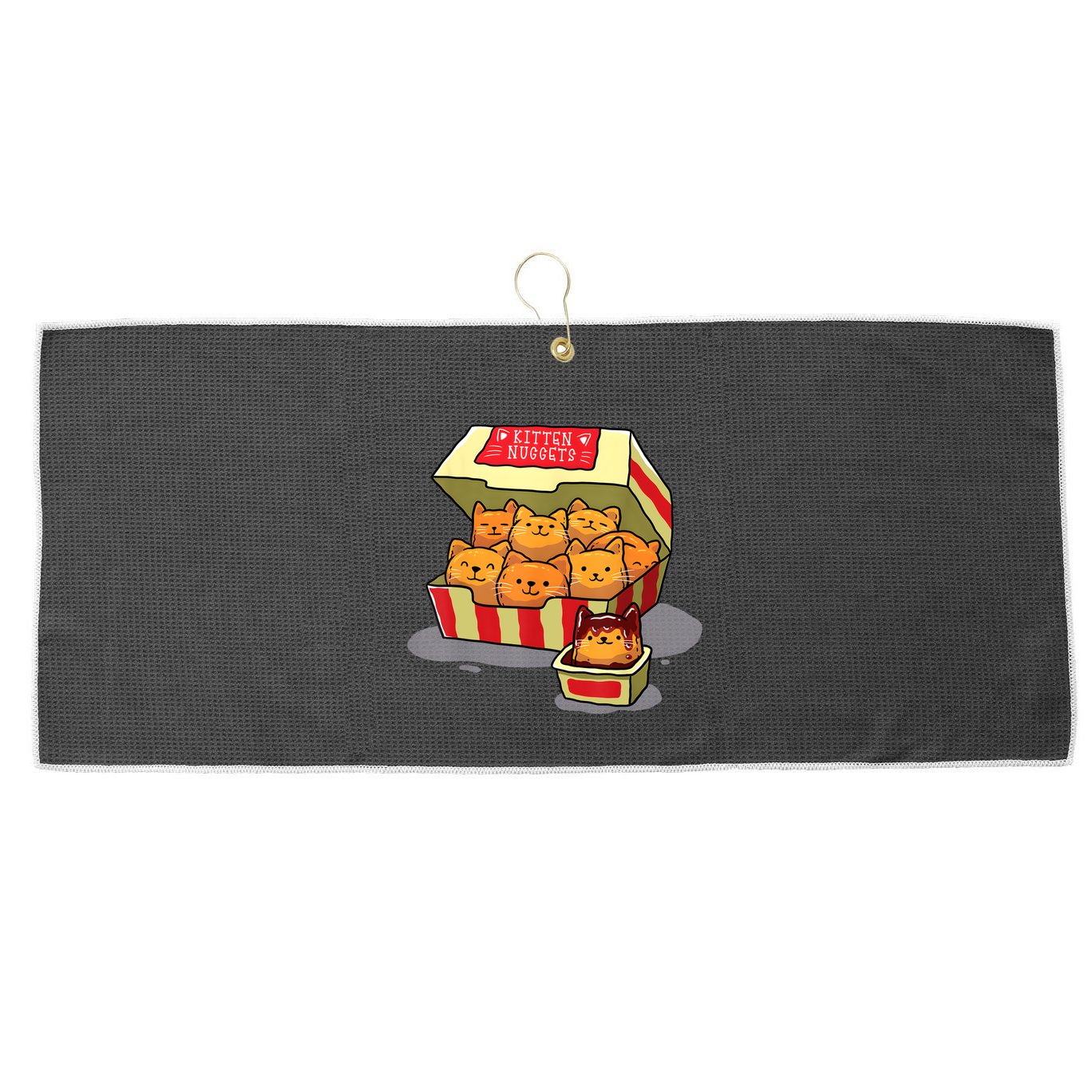 Kitten Nuggets Food Pun Cat Lover Gift Chicken Nuggets Large Microfiber Waffle Golf Towel