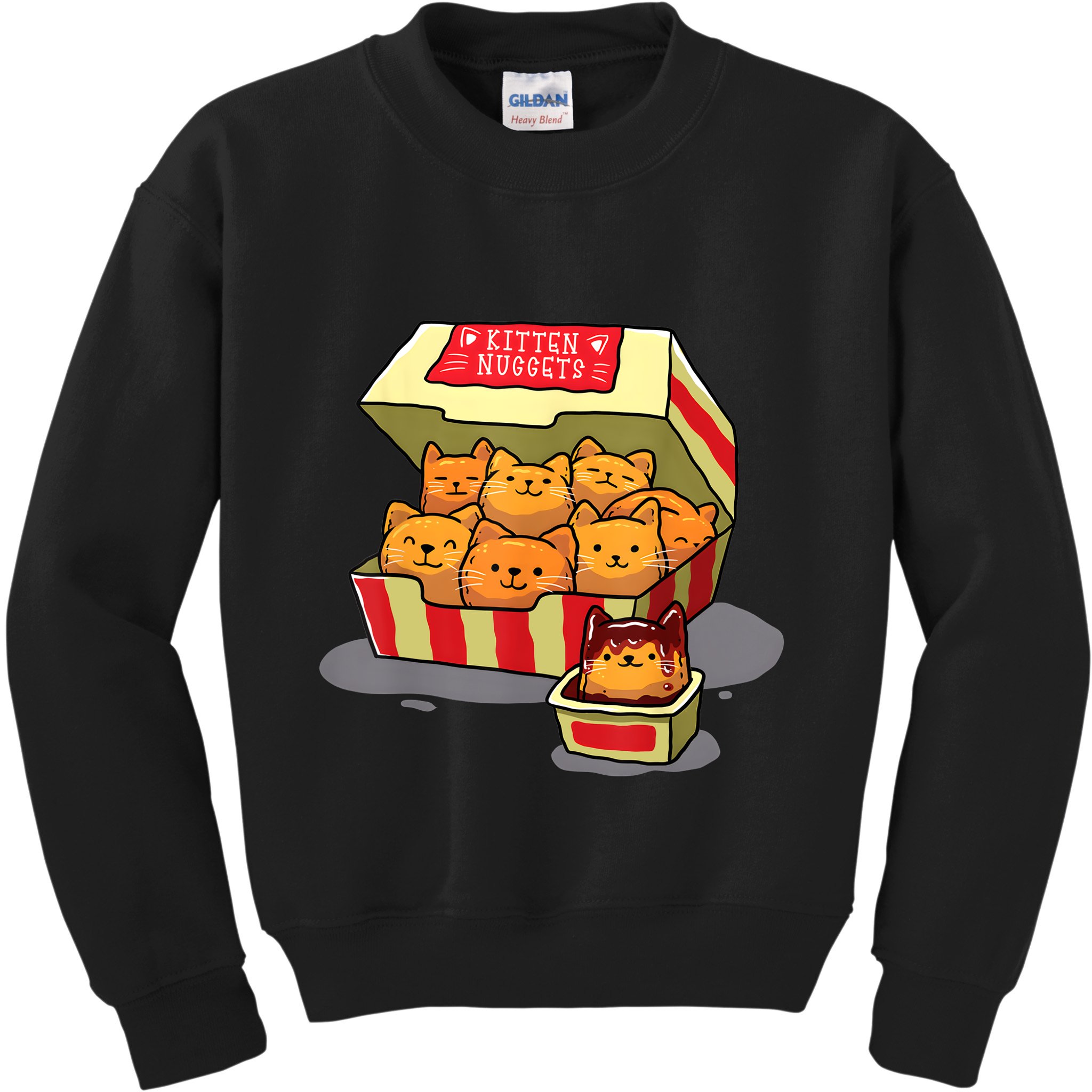 Kitten Nuggets Food Pun Cat Lover Gift Chicken Nuggets Kids Sweatshirt