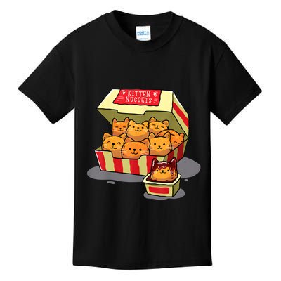 Kitten Nuggets Food Pun Cat Lover Gift Chicken Nuggets Kids T-Shirt