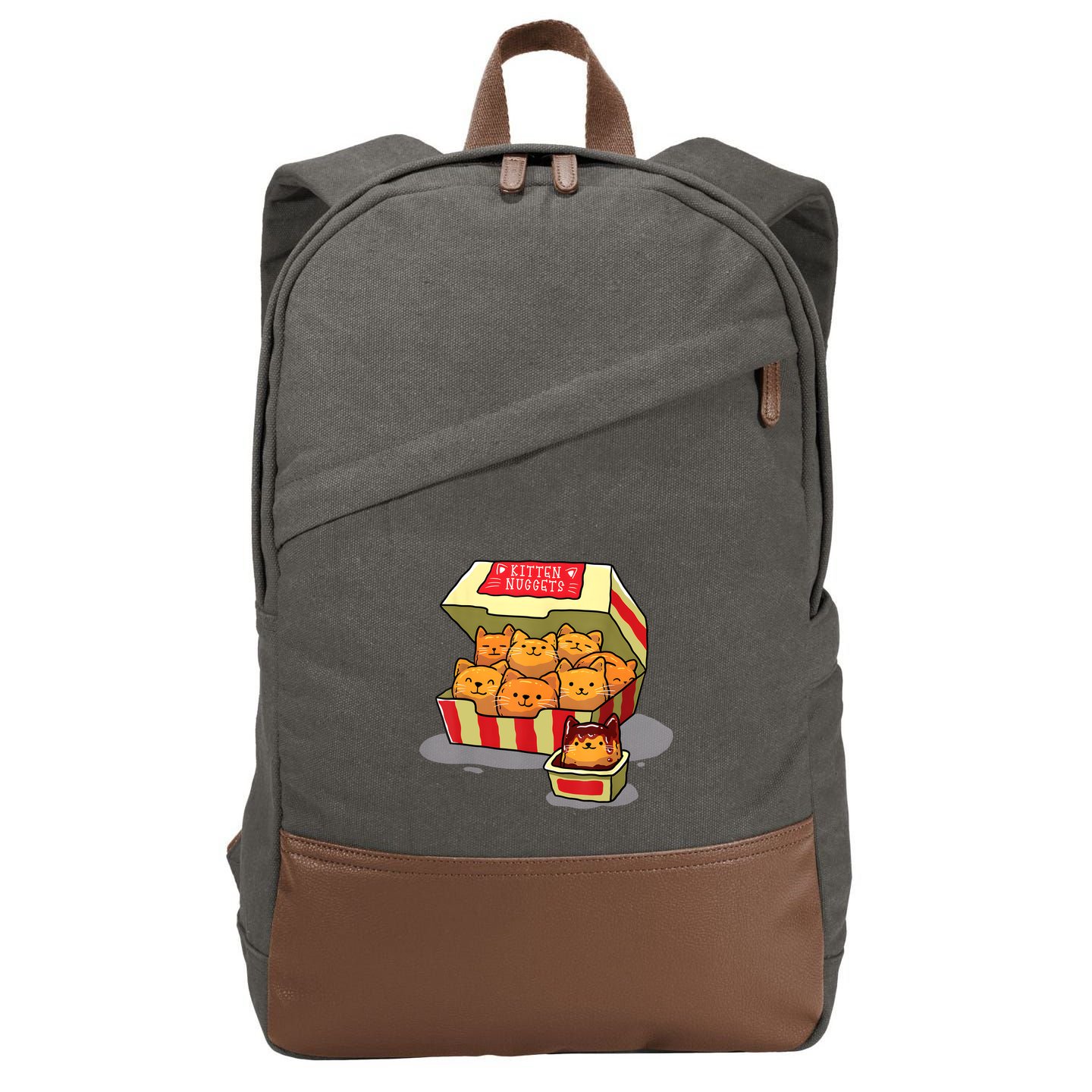 Kitten Nuggets Food Pun Cat Lover Gift Chicken Nuggets Cotton Canvas Backpack