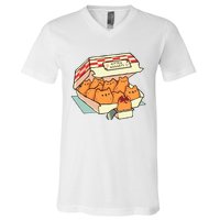 Kitten Nuggets Fast Food Cat By Tobe Fonseca V-Neck T-Shirt