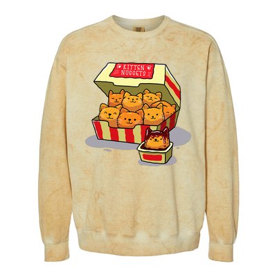 Kitten Nuggets Food Pun Cat Lover Gift Chicken Nuggets Colorblast Crewneck Sweatshirt