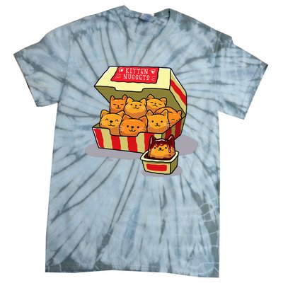 Kitten Nuggets Food Pun Cat Lover Gift Chicken Nuggets Tie-Dye T-Shirt