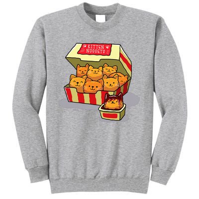 Kitten Nuggets Food Pun Cat Lover Gift Chicken Nuggets Tall Sweatshirt