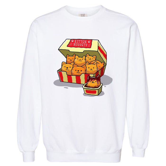 Kitten Nuggets Food Pun Cat Lover Gift Chicken Nuggets Garment-Dyed Sweatshirt