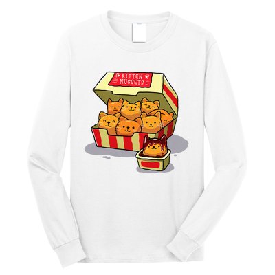 Kitten Nuggets Food Pun Cat Lover Gift Chicken Nuggets Long Sleeve Shirt