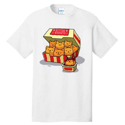 Kitten Nuggets Food Pun Cat Lover Gift Chicken Nuggets Tall T-Shirt