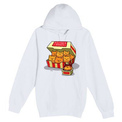 Kitten Nuggets Food Pun Cat Lover Gift Chicken Nuggets Premium Pullover Hoodie