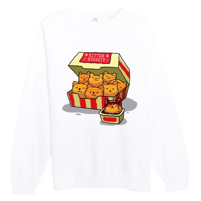 Kitten Nuggets Food Pun Cat Lover Gift Chicken Nuggets Premium Crewneck Sweatshirt