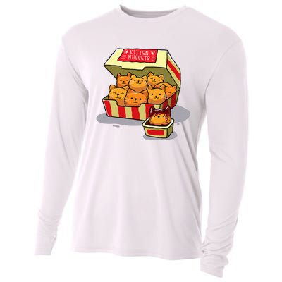 Kitten Nuggets Food Pun Cat Lover Gift Chicken Nuggets Cooling Performance Long Sleeve Crew