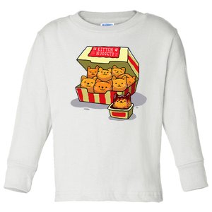 Kitten Nuggets Food Pun Cat Lover Gift Chicken Nuggets Toddler Long Sleeve Shirt