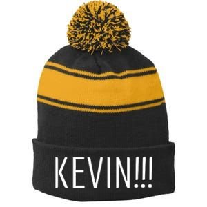 Kevin Name Funny Christmas Sayings Stripe Pom Pom Beanie