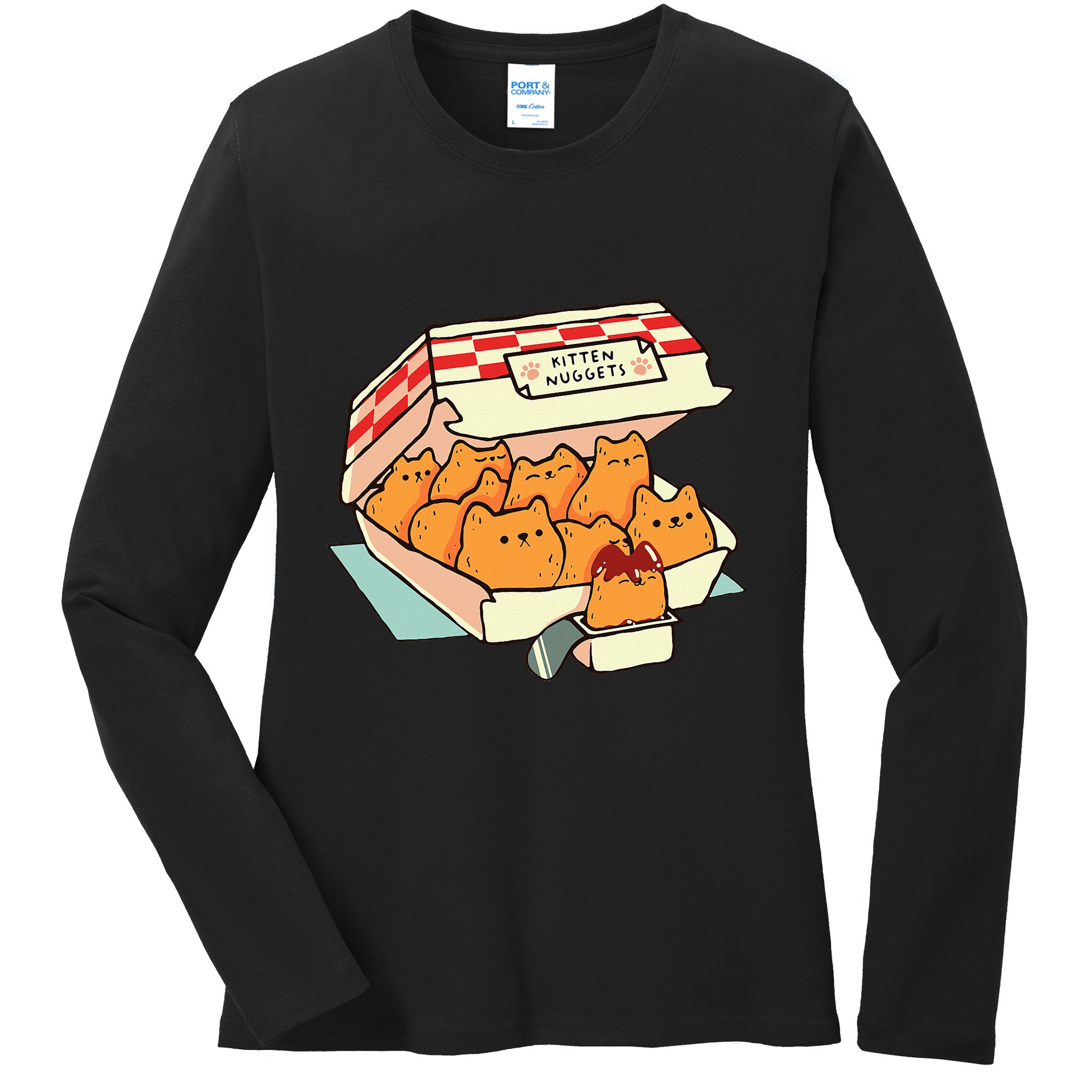 Kitten Nuggets Fast Food Cat Mom Ladies Long Sleeve Shirt