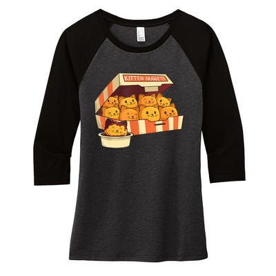 Kitten Nuggets Funny Cats And Chicken Nuggets Lover Funny Cat Women's Tri-Blend 3/4-Sleeve Raglan Shirt