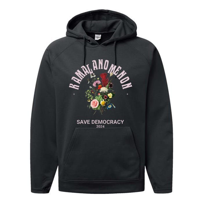 Kamala Nomenon Floral First Female President Performance Fleece Hoodie