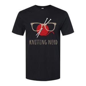 Knitting Nerd Funny Grandma Mom Knit Needles Yarn Lover Gift Softstyle CVC T-Shirt