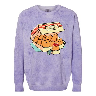 Kitten Nuggets Fast Food Cat And Chicken Nugget Lover Quote Colorblast Crewneck Sweatshirt