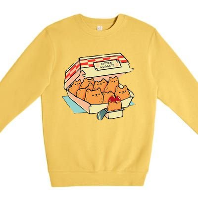 Kitten Nuggets Fast Food Cat And Chicken Nugget Lover Quote Premium Crewneck Sweatshirt