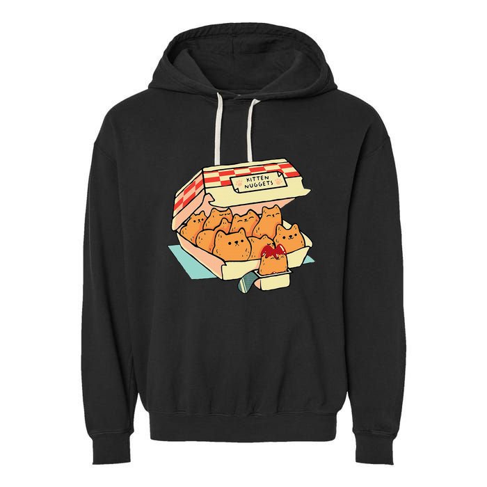 Kitten Nuggets Fast Food Cat And Chicken Nugget Lover Quote Garment-Dyed Fleece Hoodie