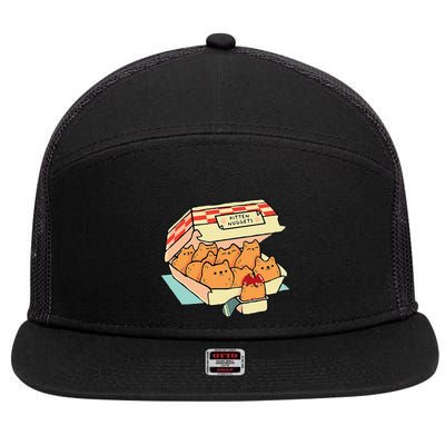 Kitten Nuggets Fast Food Cat And Chicken Nugget Lover Quote 7 Panel Mesh Trucker Snapback Hat