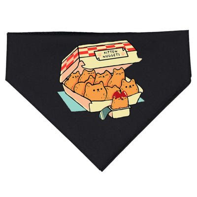 Kitten Nuggets Fast Food Cat And Chicken Nugget Lover Quote USA-Made Doggie Bandana