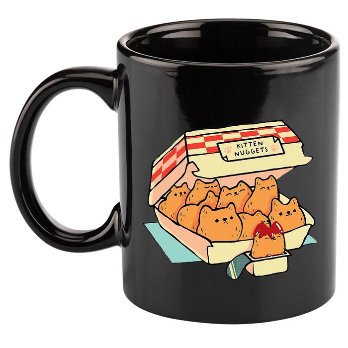 Kitten Nuggets Fast Food Cat And Chicken Nugget Lover Quote 11oz C Handle Ceramic Mug