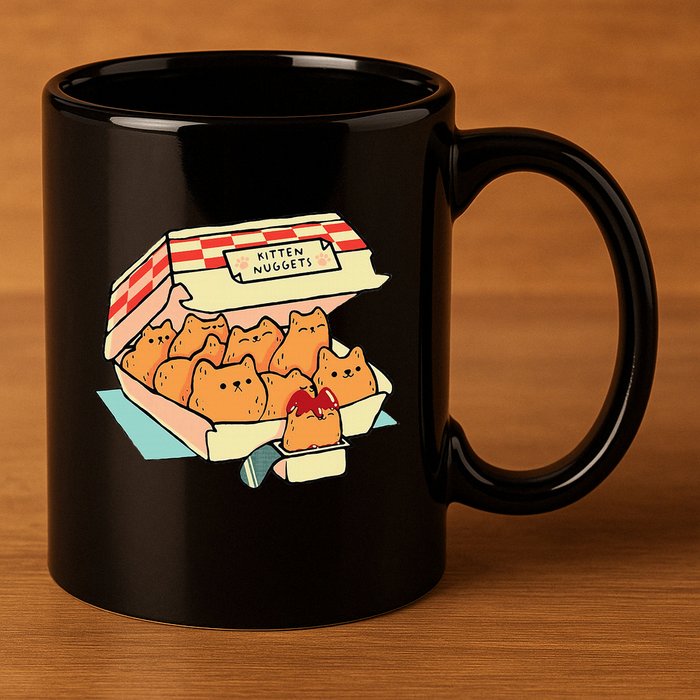 Kitten Nuggets Fast Food Cat And Chicken Nugget Lover Quote 11oz C Handle Ceramic Mug