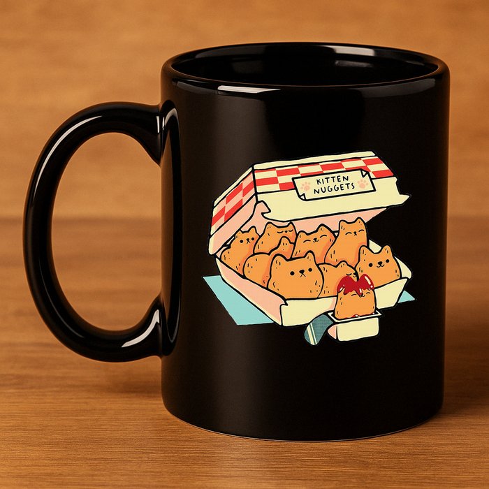Kitten Nuggets Fast Food Cat And Chicken Nugget Lover Quote 11oz C Handle Ceramic Mug