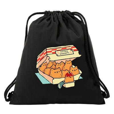 Kitten Nuggets Fast Food Cat And Chicken Nugget Lover Quote Drawstring Bag